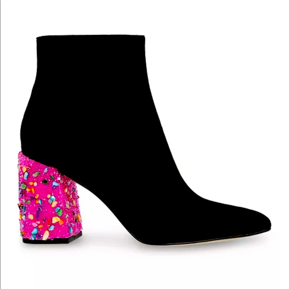 Betsey Johnson Black Bootie with Pink Heel